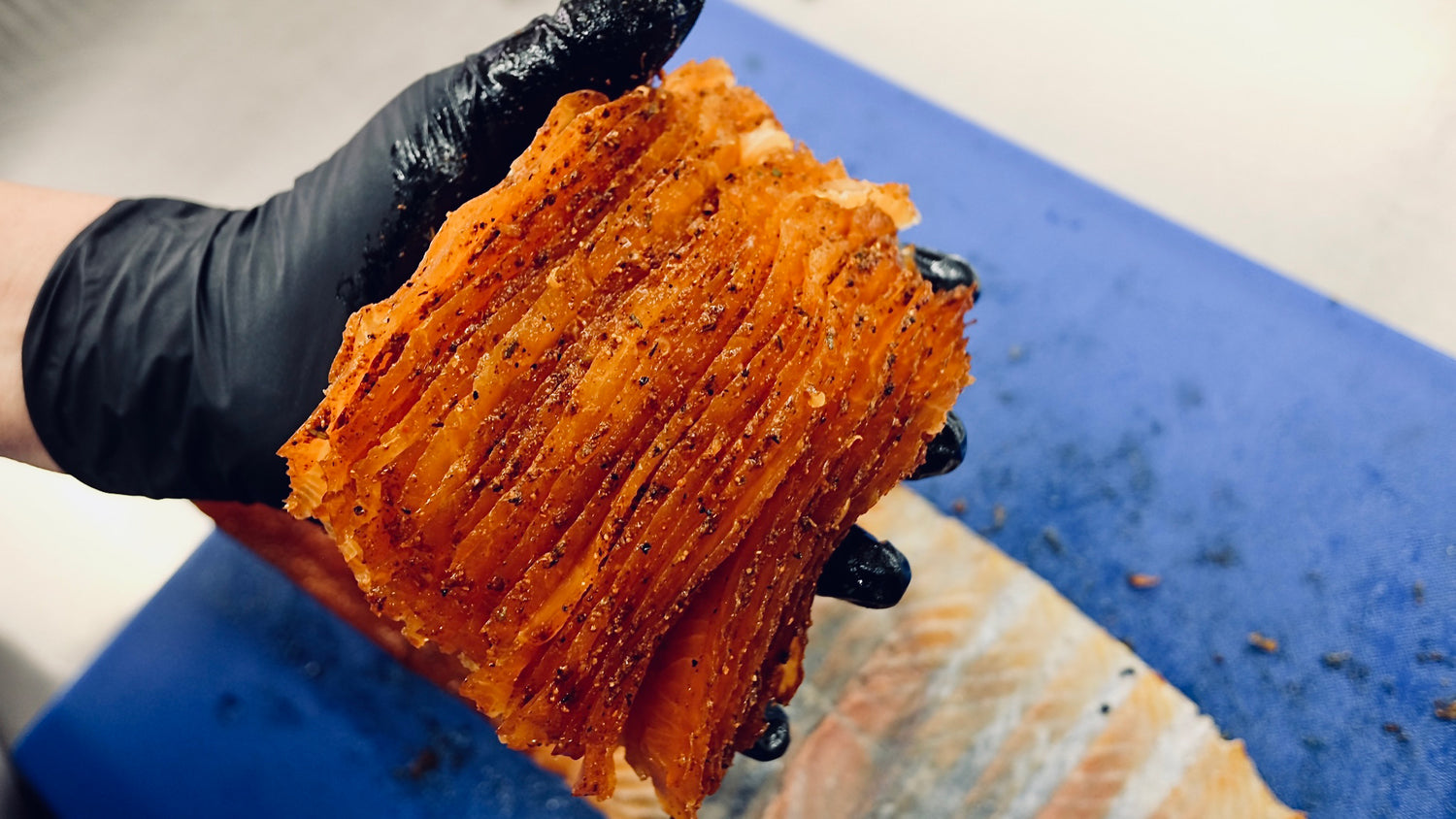 Here is Zaidies smoked salmon perfectly hand sliced waiting for you to order it in Montreal